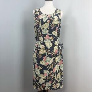 Chaus Floral Silk Sleeveless Sarong Tea Length Midi Dress Sz 12